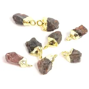 Perles Corner Pendentif Pierre Brute Grenat Doré à l'or fin 24KVendu parscrapmalin