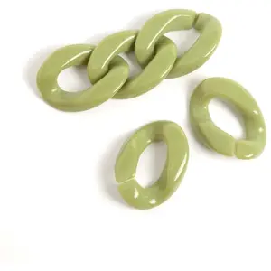 Perles Corner Maillon 16 x 22,5 mm Acétate Vert Kaki - 8 pcs pas cher