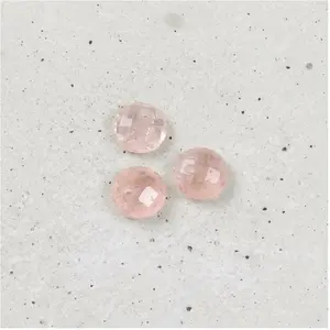 Perles Corner Pendentif Rond Facetté 6 mm Pierre Naturelle Quartz Fraise