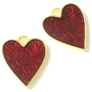 Perles Corner Pendentif Coeur Émaillé Doré à l'or fin 24K - 2 pcsVendu parscrapmalin