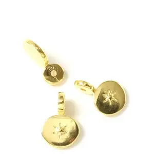 Perles Corner Pendentif Rond Étoile Doré à l'or fin 24K - 2 pcsVendu parscrapmalin