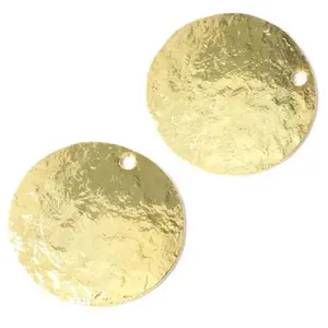 Perles Corner Pendentif Rond 17 mm Texture Granite Doré à l'or fin 24K - 2 pcs pas cher