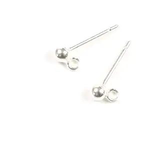 Perles Corner Clou d'oreille Boule 2,8 mm avec Anneau Argenté 925 - 2 pcs