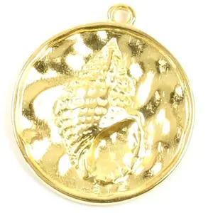 Perles Corner Pendentif Coquillage Rond Doré à l'or fin 24K