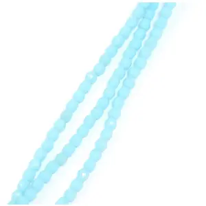 Perles de Bohème sur Fil - Rondes Facettées Bleu Pastel Opaque 4 mm
