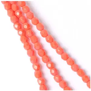 Perles de Bohème sur Fil - Rondes Facettées Corail Rose Opaque 4 mmVendu parscrapmalin