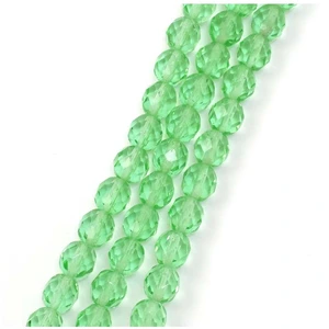 Perles de Bohème sur Fil - Rondes Facettées Vert Clair Transparent 8 m...