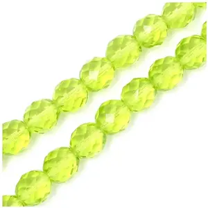 Perles de Bohème sur Fil - Rondes Facettées Vert Transparent 10 mm pas cher