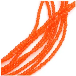 Perles de Bohème sur Fil - Rondes Facettées Orange Transparent 2 mmVendu parscrapmalin