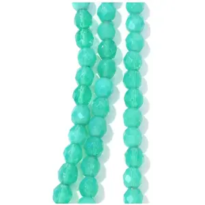Perles de Bohème sur Fil - Rondes Facettées Vert Turquoise 8 mm