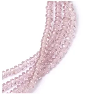 Perles de Bohème sur Fil - Facettées Vieux Rose Transparent 2 x 4 mmVendu parscrapmalin