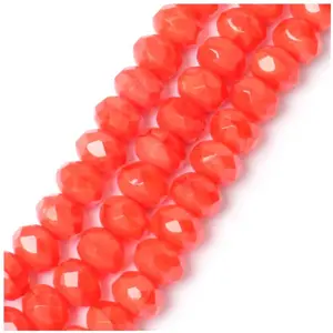 Perles de Bohème sur Fil - Facettées Rouge Opaque Marbré 6 x 8 mmVendu parscrapmalin