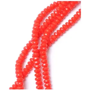 Perles de Bohème sur Fil - Facettées Rouge Opaque 2 x 4 mm pas cher