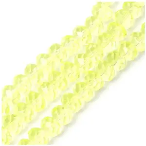 Perles de Bohème sur Fil - Facettées Jaune Vif Transparent 6 x 8 mmVendu parscrapmalin