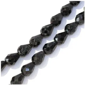 Perles de Bohème sur Fil - Goutte 10 x 13 mm Noir MouchetéVendu parscrapmalin