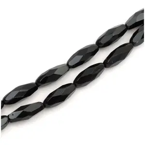Perles de Bohème sur Fil - Olive 15 x 6 mm Noir
