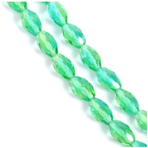 Perles de Bohème sur Fil - Olive Facettée 12 x 8 mm Vert Tropical Tran...