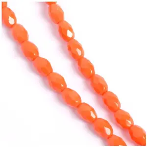 Perles de Bohème sur Fil - Olive Facettée 8 x 6 mm Orange OpaqueVendu parscrapmalin
