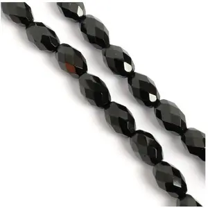 Perles de Bohème sur Fil - Olive Facettée 12 x 8 mm NoirVendu parscrapmalin