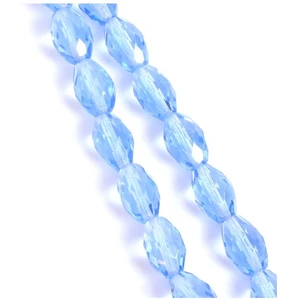 Perles de Bohème sur Fil - Olive Facettée 12 x 8 mm Bleu Clair Transpa...Vendu parscrapmalin