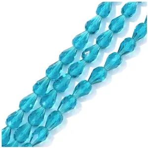 Perles de Bohème sur Fil - Goutte 10 x 7 mm Bleu Des Mers du Sud Trans...Vendu parscrapmalin