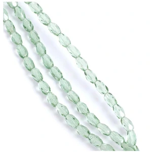 Perles de Bohème sur Fil - Olive Facettée 6 x 4 mm Vert Sauge Transpar...
