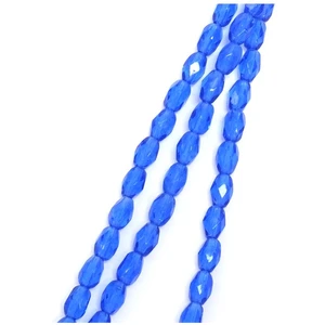 Perles de Bohème sur Fil - Olive Facettée 6 x 4 mm Bleu Électrique Tra...