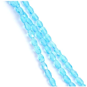 Perles de Bohème sur Fil - Olive Facettée 6 x 4 mm Bleu Azur Transpare...Vendu parscrapmalin