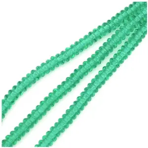Perles de Bohème sur Fil - Donuts Vert Transparent 2 x 4 mm