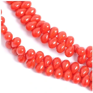 Perles de Bohème sur Fil - Goutte 5 x 7 mm Rouge Opaque