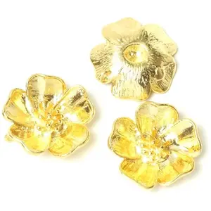 Perles Corner Pendentif Fleur 20 mm Doré à l'or fin 24K - 2 pcs