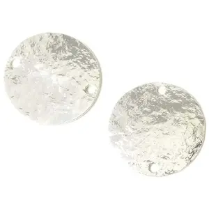 Perles Corner Connecteur Rond 16,6 mm Texture Granite Argenté 925 - 2 pcsVendu parscrapmalin