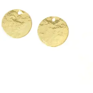Perles Corner Pendentif Rond 10 mm Texture Granite Doré à l'or fin 24K - 2 pcsVendu parscrapmalin