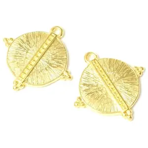 Perles Corner Pendentif Bohème Doré à l'or fin 24K - 2 pcs