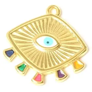 Perles Corner Pendentif Bohème il Émail Multicolore Doré à l'or fin 24KVendu parscrapmalin