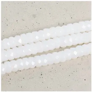 Perles de Bohème sur Fil - Rondelle Facettée Blanc Opaline 3 x 6 mmVendu parscrapmalin