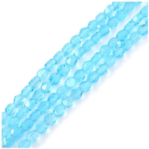 Perles de Bohème sur Fil - Rondes Aplaties Facettées 6 mm Bleu Clair T...