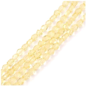 Perles de Bohème sur Fil - Rondes Aplaties Facettées 6 mm Jaune Transp...