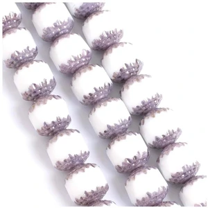 Perles de Bohème sur Fil - Baroque Facettée 10 mm Blanc Opaque et Viol... pas cher