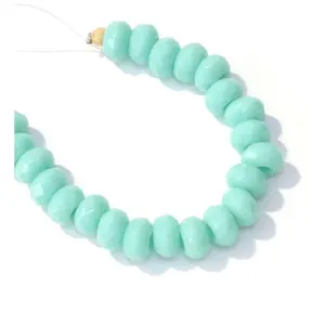 Perles de Bohème sur Fil - Donuts Vert Menthe Opaque 9 x 5 mmVendu parscrapmalin