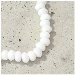 Perles de Bohème sur Fil - Donuts Blanc Kéfir 9 x 5 mm pas cher