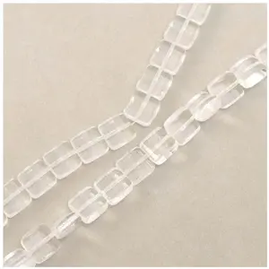 Perles de Bohème sur Fil - Carrées Aplaties Transparent 9 mm