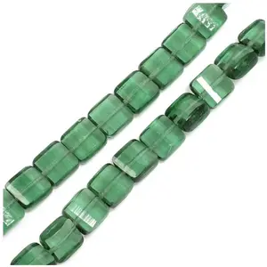 Perles de Bohème sur Fil - Carrées Aplaties Vert Foncé Transparent 9 m... pas cher