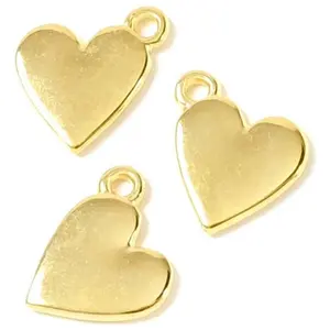 Perles Corner Pendentif Coeur Plein Doré à l'or fin 24K- 2 pcsVendu parscrapmalin