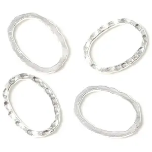 Perles Corner Anneau Fermé Ovale Argenté 925 - 4 pcs