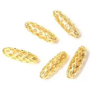 Perles Corner Perle Ovale Ajourée Doré à l'or fin 24K - 4 pcs