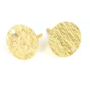 Perles Corner Clou d'oreille Rond Texture Ardoise Doré à l'or fin 24K - 2 pcsVendu parscrapmalin