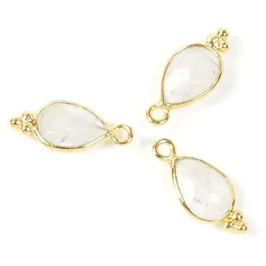 Perles Corner Pendentif Serti Goutte Bohème Pierre de Lune Doré à l'or fin 24KVendu parscrapmalin