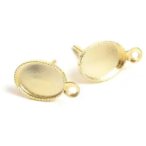 Perles Corner Clou d'oreille Pour Cabochon 6 x 8 mm Doré à l'or fin 24K - 2 pcsVendu parscrapmalin