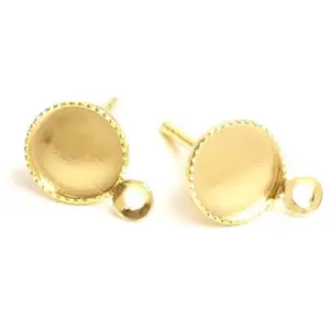 Perles Corner Clou d'oreille Pour Cabochon 6 mm Doré à l'or fin 24K - 2 pcsVendu parscrapmalin